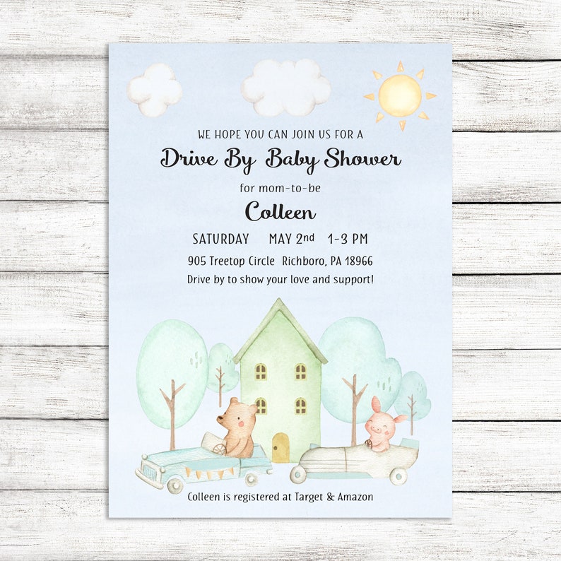 Drive by Baby Shower Invitation Drive Thru Baby Shower Etsy