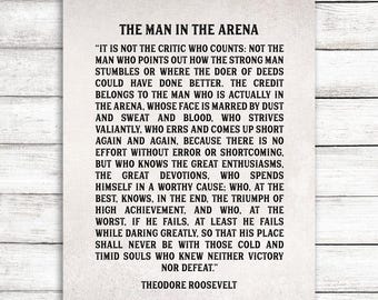 The Man In The Arena Quote Print, Digital File or Finished Print