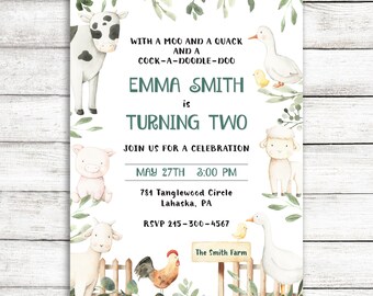 Farm Birthday Invitation for Kids / Barnyard Birthday Party / Ranch Birthday for Kids Invitation