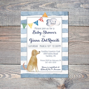 Puppy Baby Shower Invitation for Baby Boy, Dog Baby Shower, Puppy dog Invitation, Boy Shower, DIY Printable