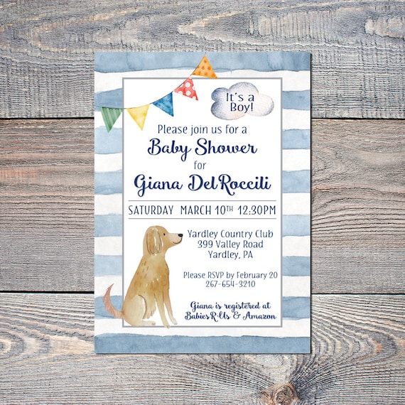 Puppy Baby Shower Invitation for Baby Boy Dog Baby Shower Etsy
