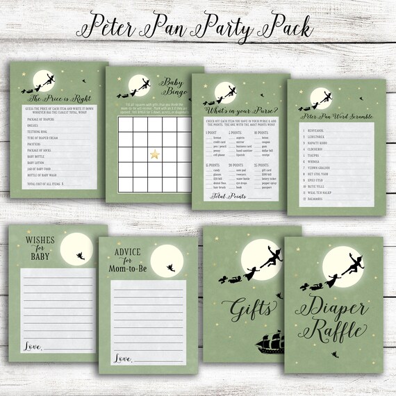 Green Peter Pan Baby Shower Games and Signs Party Pack -  Canada
