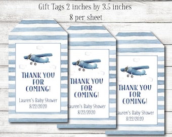 Vintage Airplane Gift Tags / Airplane Birthday or Baby Shower Favor Tags