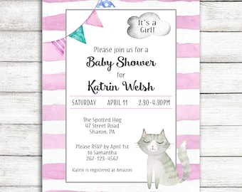 Kitten Baby Shower Invitation / Cat Baby Shower Invitation