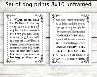 Dog Quote Prints (set of 2 unframed 8 by 10 inch)