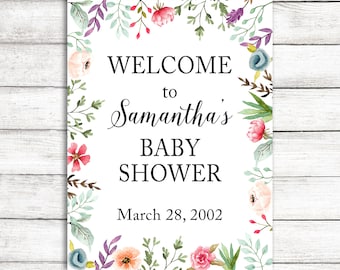 Wildflower Welcome Sign for Baby Shower or Bridal Shower 18 by 24 inch poster