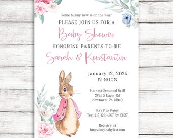 Flopsy Bunny Baby Shower Invitation for Girl