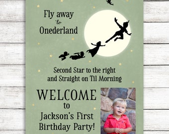 Peter Pan Birthday Welcome Sign 16 by 20 inch digital poster