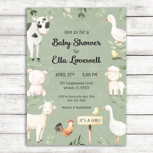 Barnyard Animals Baby Shower Invitation / Farm Animals Shower Invitation