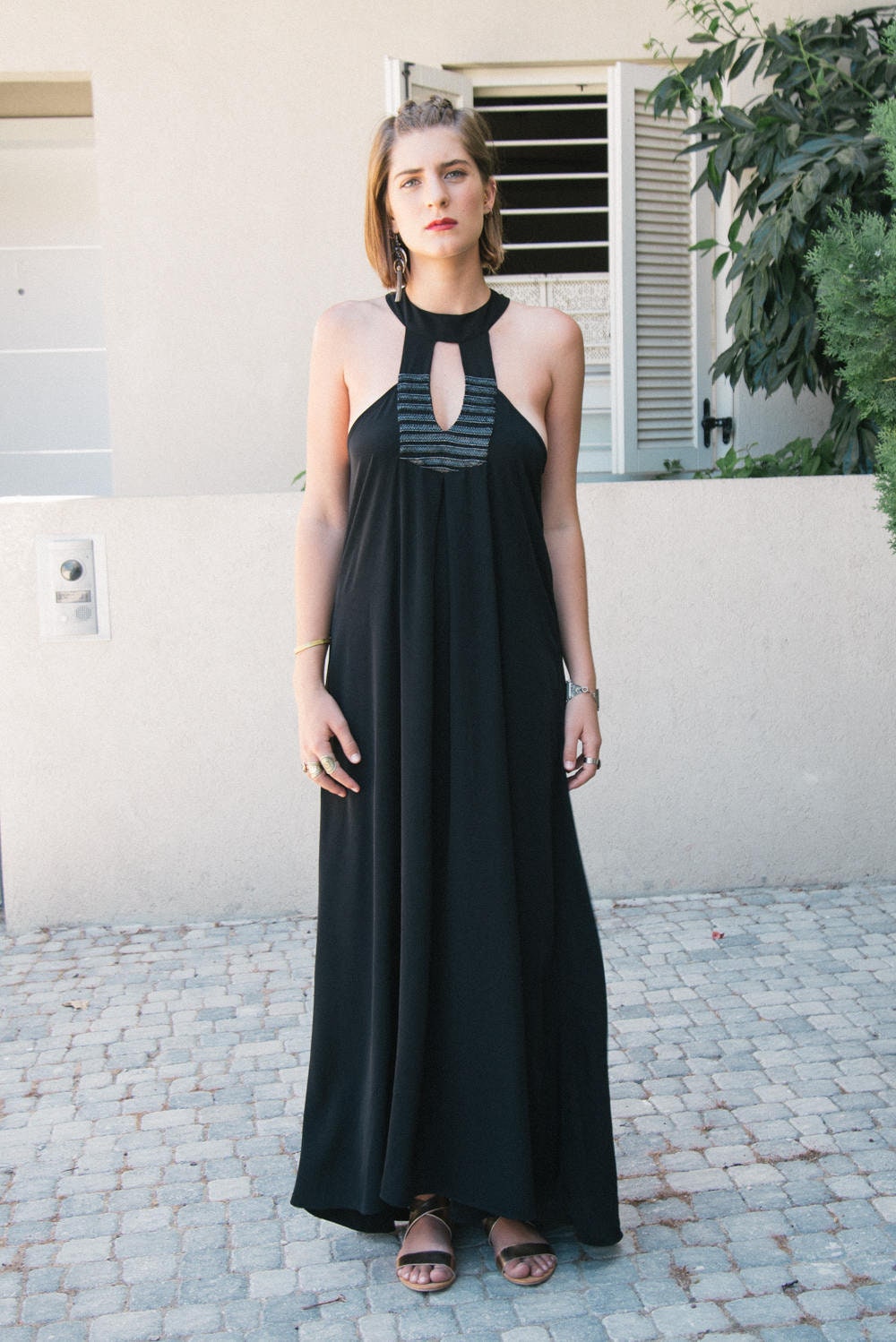 bohemian black maxi dress