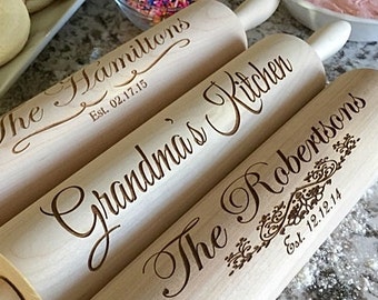 Rolling Pin - Real Hardwood - Personalize, Customize, Engrave - 3 Styles   A Special Personalized Gift for your  Baker or Chef