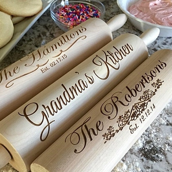 Rolling Pin - Real Hardwood - Personalize, Customize, Engrave - 3 Styles   A Special Personalized Gift for your  Baker or Chef