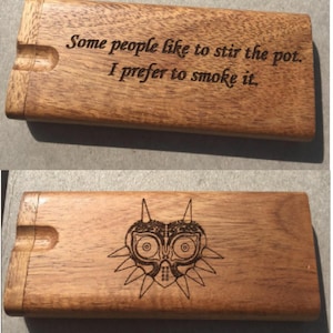 Personalized One Hitter Natural Wood Stash Box Stash Box with Ceramic Straw Decorative Stash Storage Box, Engrave, Customize