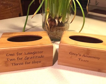 Engraved Tissue Box, Bamboo Material, Engrave Personalize