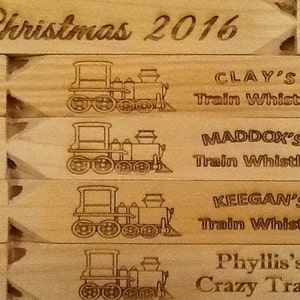 Personalized Train Whistle Wood - Personalize, Engrave, Customize - Ring Bearer Gift, Birthday Present, Children&#39;s Wedding Favor, Prize