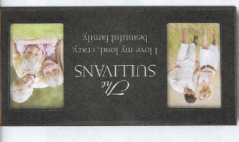 Faux Wood Split Photo Frame 3 Colors Engrave between the pictures anything you would like.