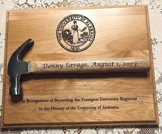 Personalized Plaque w/ Engraved Hammer - Personalize, Engrave, Customize