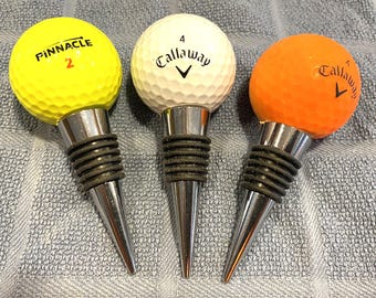 Golf Ball Bottle Stopper - Personalize, Engrave, Customize - a great personal gift for your wine enthusiast