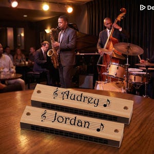 Personalized Harmonica Wood - Personalize, Engrave, Customize - Ring Bearer Gift, Birthday Present, Children's Wedding Favor, Prize