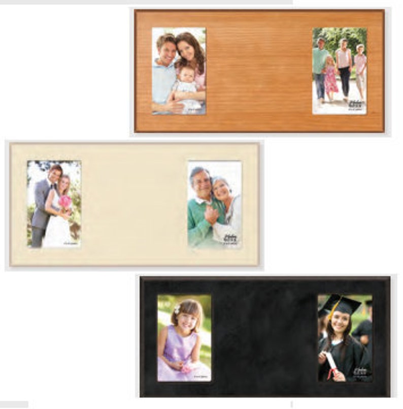 Faux Wood Split Photo Frame 3 Colors Engrave between the pictures anything you would like.