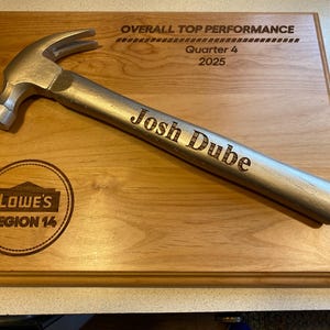 Personalized Plaque w/ Engraved Hammer - Personalize, Engrave, Customize