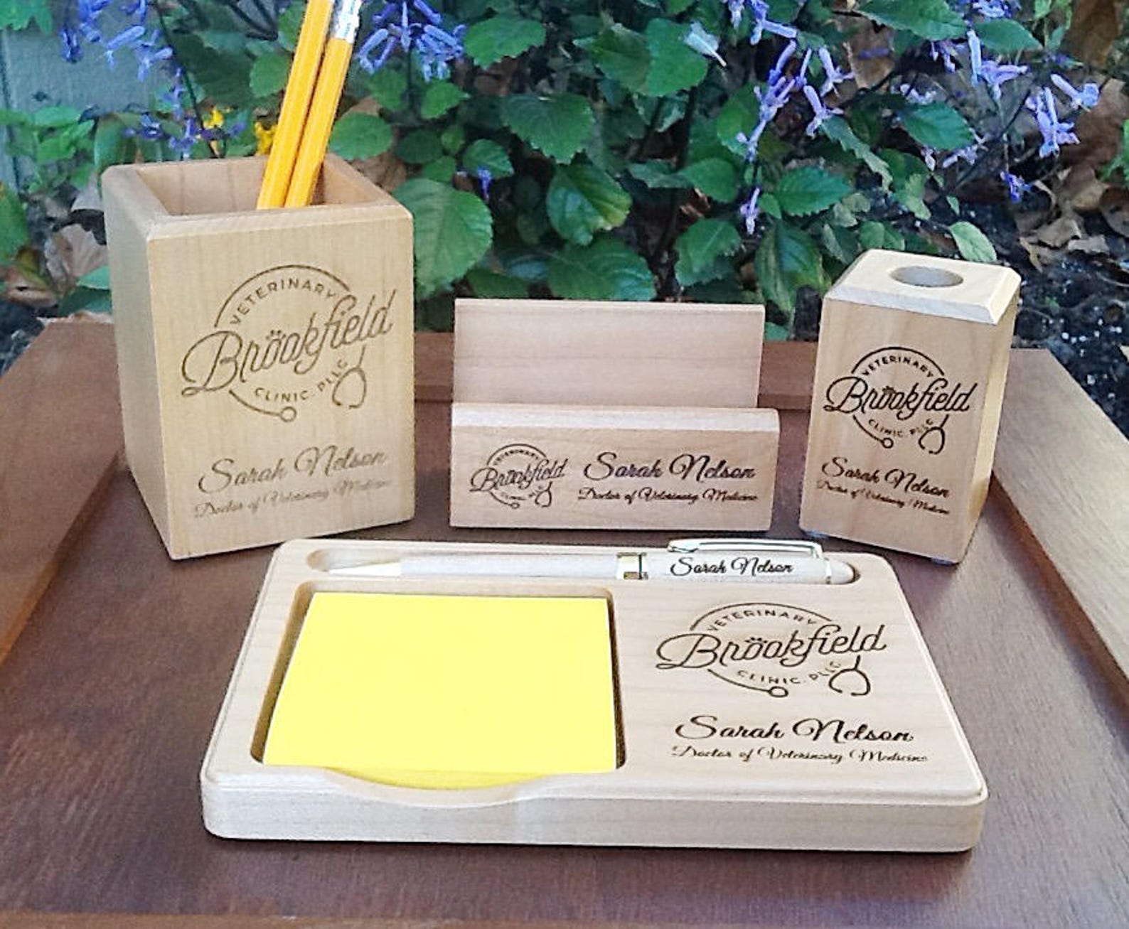 Personalized Desk Organizer Set Engrave Personalize Etsy