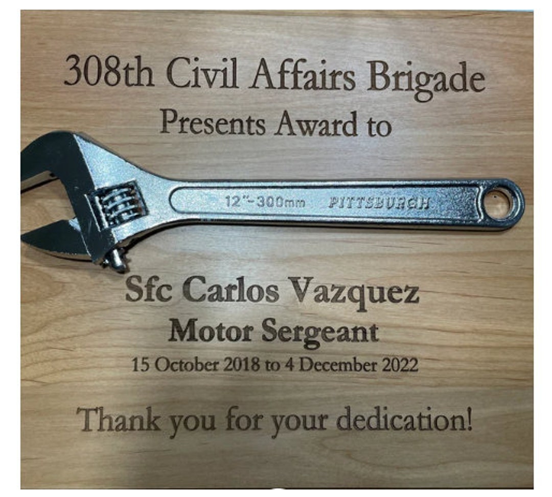 Award Plaque SILVER Wrench Personalize Engrave Etsy