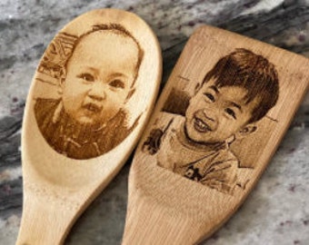 Portrait Spoon or Spatula with your photo - Personalized, Engraved, Customized - Very unique and personal gift