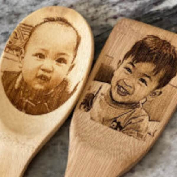 Portrait Spoon or Spatula with your photo - Personalized, Engraved, Customized - Very unique and personal gift