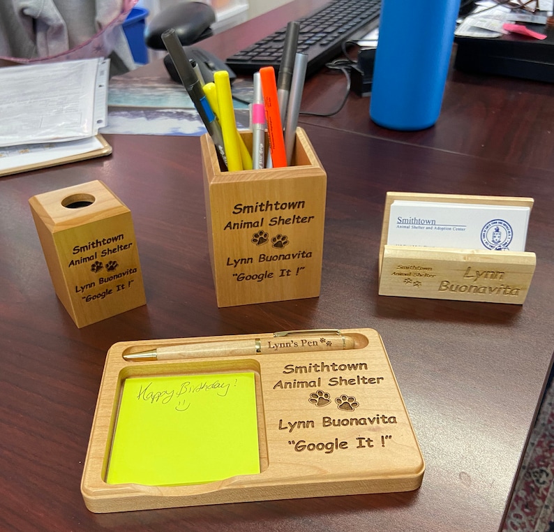 Personalized Desk Organizer Set 4 Piece Set Engrave Etsy