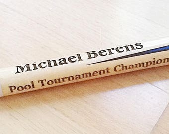 Pool Cue-Personalize Engrave-Groomsman Gift, Pool Shark, Father's Day Present, Birthday, Christmas, Graduation, Business Logo Promotion Name