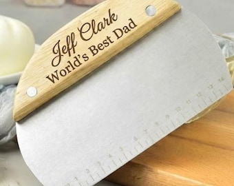 Engrave Personalized Stainless Steel Grill Scraper with Wood Handle, Pizza Dough Cutter, Multi-Purpose Scraper for Cooking, Scraper Tool