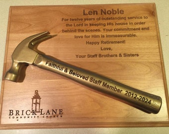 Personalized Award Plaque with GOLD Hammer - Personalize, Engrave, Customize