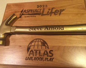 Personalized Award Plaque with GOLD Hammer - Personalize, Engrave, Customize