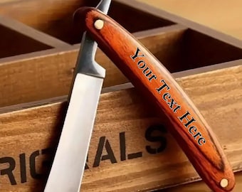 1pc Premium Straight Edge Razor With Wooden Handle, Durable Stainless Steel, Elegant Foldable Shaving Knife For Men's Grooming