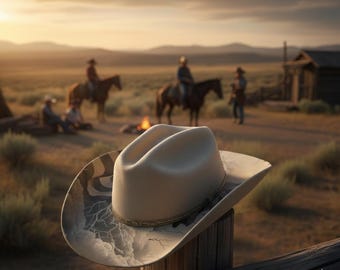 Hat Cowboy Hat Custom Laser Engraved Vegan Suede Wide Brim, Engrave-Gift/Present/
