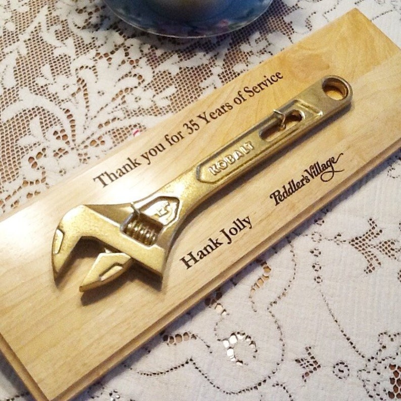 Engraved Award Plaque PAINTED Wrench Personalize Recognition Retirement