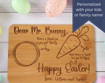 Personalized Dear Mr. Bunny Easter Tray, Treats for Easter Bunny Board, Lazer engraved wood Easter Board, Easter Bunny Tray Customized