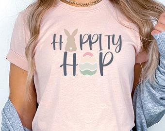 Hippity Hop Easter Shirt, Easter Bunny Shirt, Easter Shirt for Women, Easter Gift for Her, Cute Easter Shirt, Colorful Easter Shirt