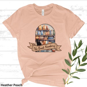 Heather Peach Book Nookery Shirt Bella+Canvas3001