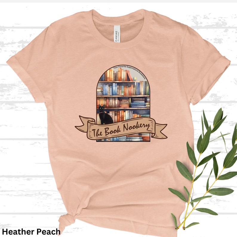 Heather Peach Book Nookery Shirt Bella+Canvas3001