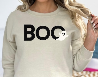 Bluza Boo Ghostie, prosta bluza na Halloween, bluza Boo, upiorna, zabawna bluza na Halloween, słodka bluza z duchem