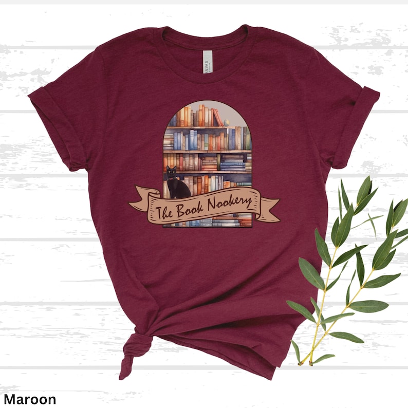 Maroon Book Nookery Shirt Bella+Canvas3001