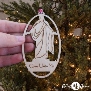 Wood Christus Ornament, Laser Cut Christmas Ornament, Christian Ornament, Come Unto Me Ornament, Wood Laser Cut Christus,