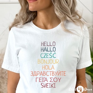 Mehrsprachiges Hallo / Auf Wiedersehen Tee, Sprachliebhaber Geschenk, mehrsprachig, Englisch, Deutsch, Polnisch, Französisch, Spanisch, Russisch, Lettisch und Griechisch