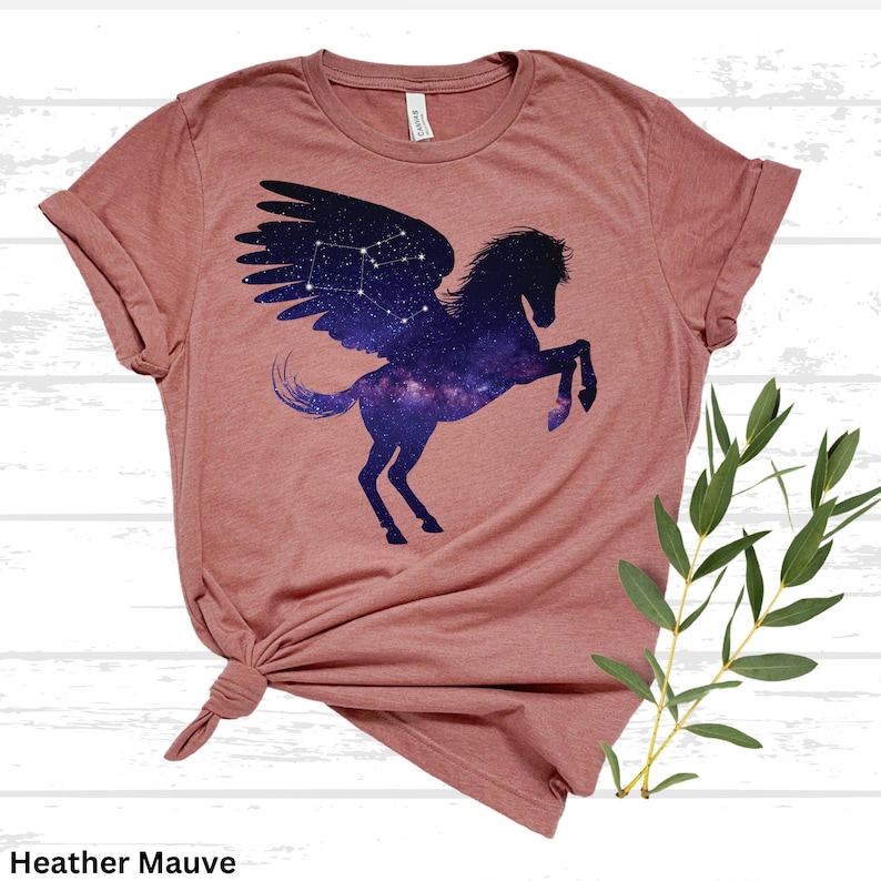Heather Mauve Pegasus Star Constellation Shirt Bella+Canvas3001