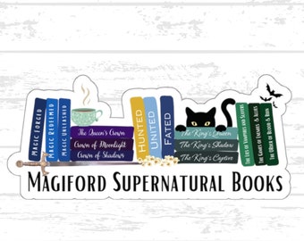 Sticker Magiford Supernatural Books, K.M. Livres Shea Urban Fantasy, Sticker bibliothèque, Magiford Bookself, Sticker livresques