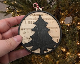 O Christmas Tree Wood Ornament, Laser Cut Ornament, Laser Engraved Music Ornament, Christmas Tree Ornament, Keepsake Ornament