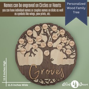 Engraved Wood Family Tree Sign, Custom Family Tree, Round Wood Family ...