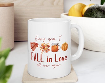 Chaque année, je tombe amoureux All Over Again Mug, Mug d'automne, cadeau d'amant d'automne,